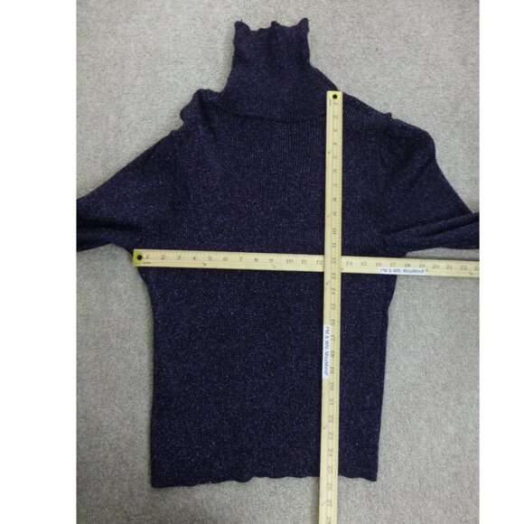 Ann Taylor Purple Metallic Turtleneck Puff Sleeves Sweater (Size XL) - Picture 9 of 11